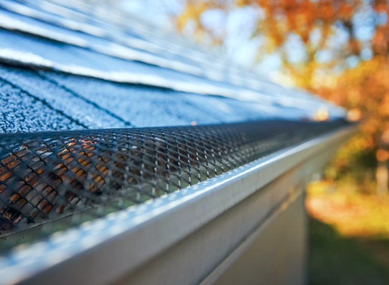 close up installed gutter guard